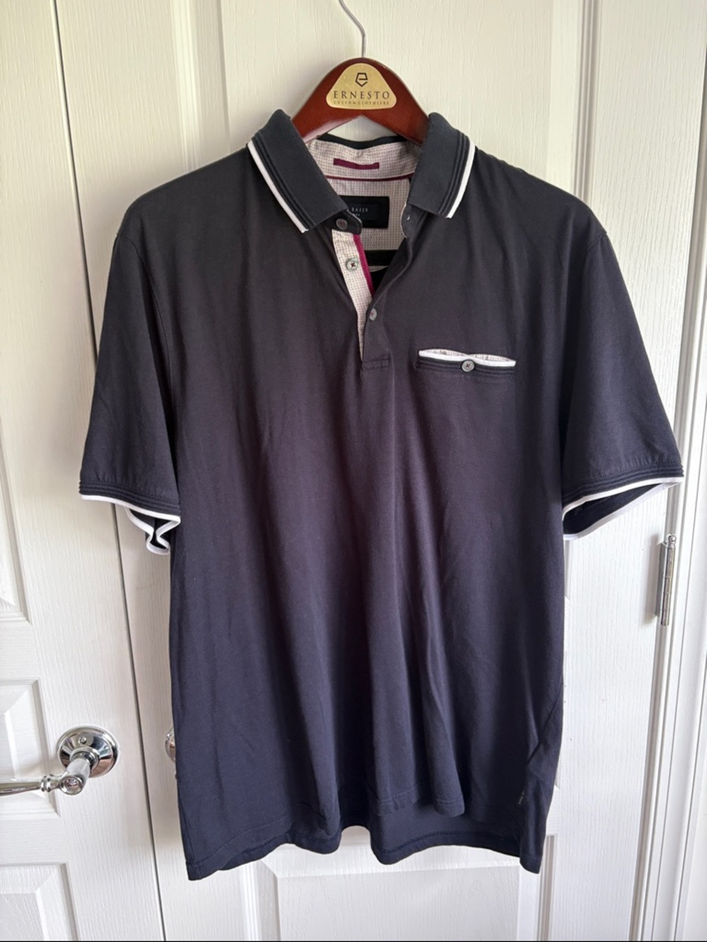 Ted Baker  Dark Navy Polo with White Contrast Trim